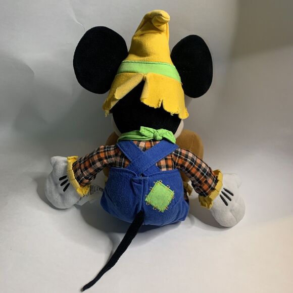 Mickey Mouse Scarecrow Plush Toy Disney Store Stuffed Animal Farmer Fall Autumn - Picture 3 of 12